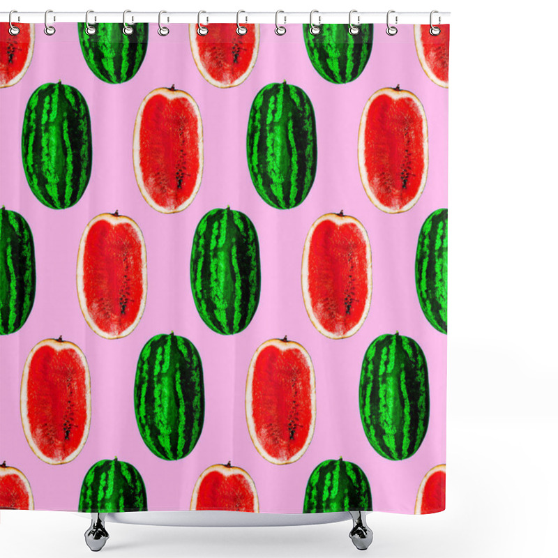 Personality  Seamless Pattern. Watermelon Background. Perfect For T-shirt, Greeting Cards, Wrapping Paper, Posters, Fabric Print.  Flat Lay Minimal Design Shower Curtains