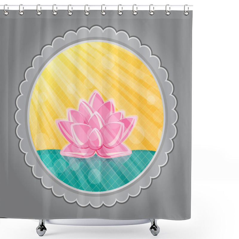 Personality  Lotus Flower In Green Water In Round Label Shower Curtains