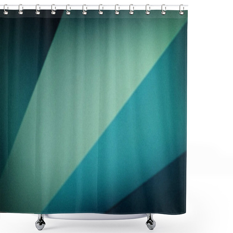 Personality  Abstract 4K Background Featuring Teal And Green Geometric Stripes With A Grainy Texture And A Soft Blur Effect, Creating A Stylish, Modern Design Shower Curtains