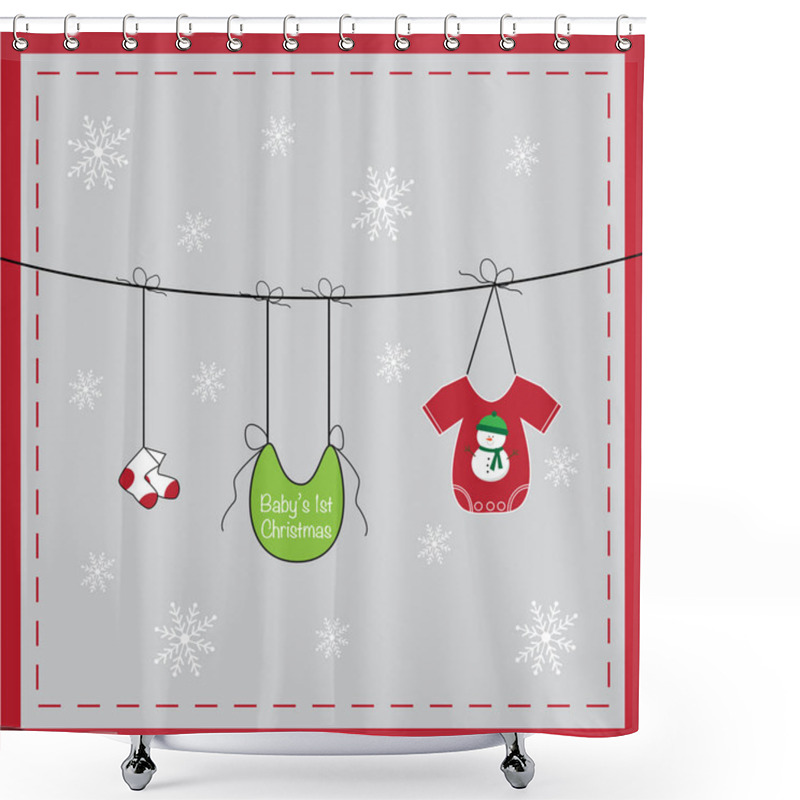 Personality  Baby's First Christmas Shower Curtains