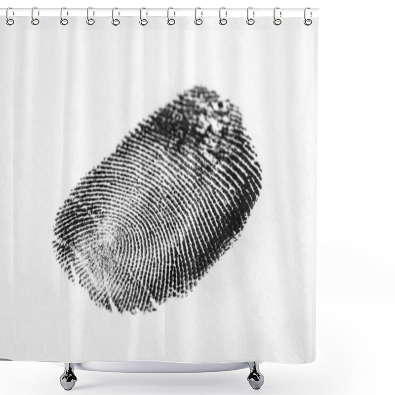 Personality  Black Fingerprint On White Background. Friction Ridge Pattern Shower Curtains