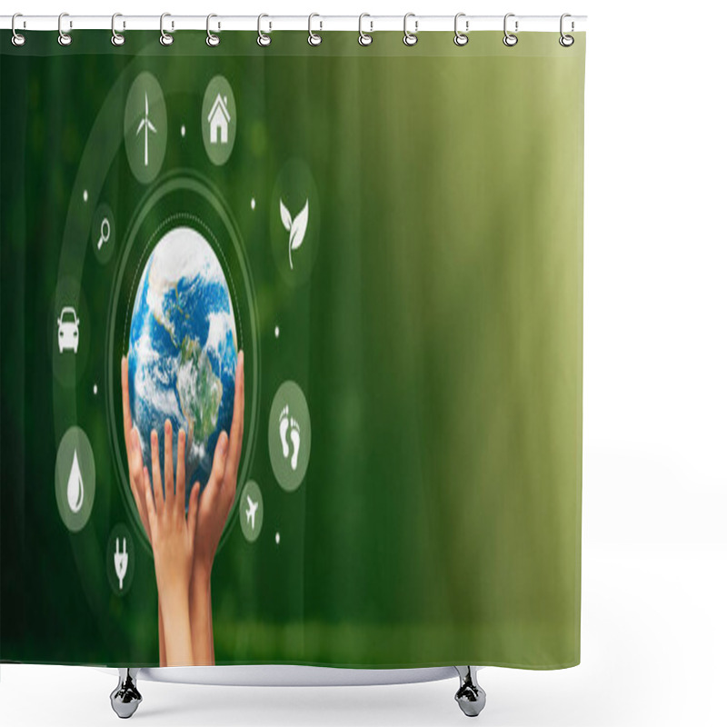 Personality  Hand Holding Earth Globe. Planet Care Or Earth Day Concept Shower Curtains