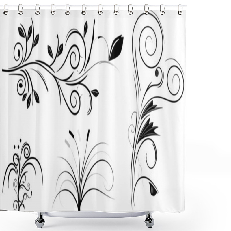 Personality  Set Of Swirling Graphic Elements Vector Shower Curtains