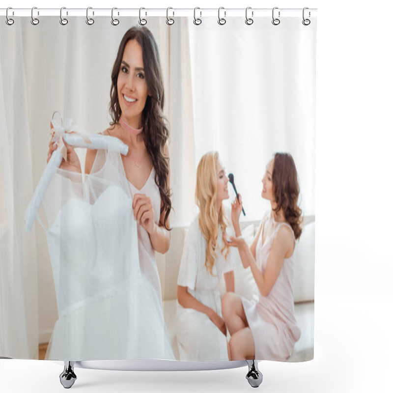 Personality  Bride Holding Wedding Dress Shower Curtains