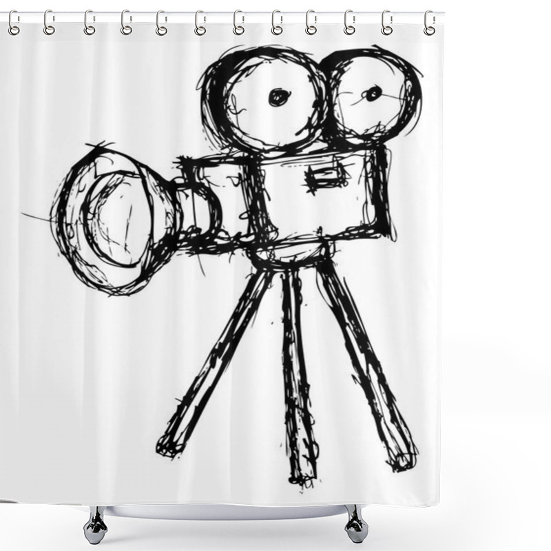 Personality  Sketchy Projector In Doodle Style Shower Curtains