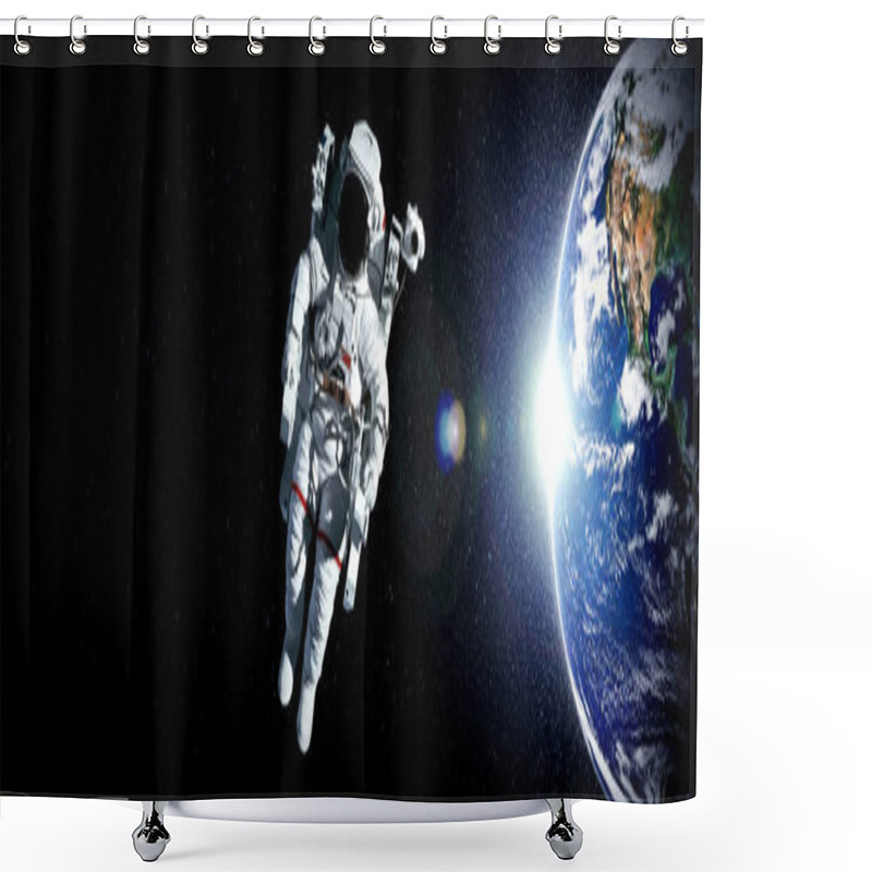 Personality  Astronaut Spaceman Do Spacewalk While Working For Space Station Shower Curtains