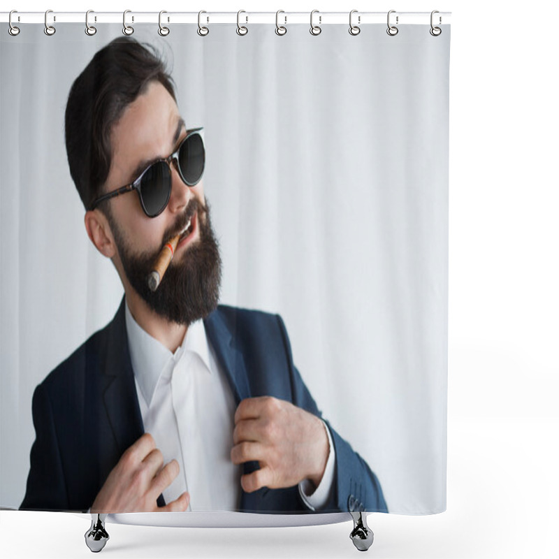 Personality  Arrogant Rich Bearded Man In Sunglasses Shower Curtains