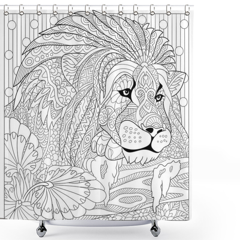 Personality  Zentangle Stylized Lion Shower Curtains