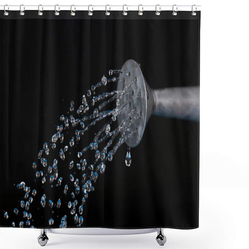 Personality  Water Can Watering Flowers On Black Background Shower Curtains