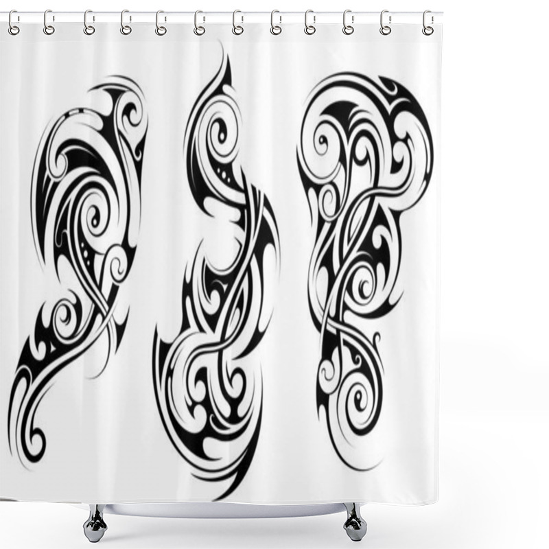 Personality  Ethnic Style Tattoo Elements. Good For Ink Print And Stickers Shower Curtains