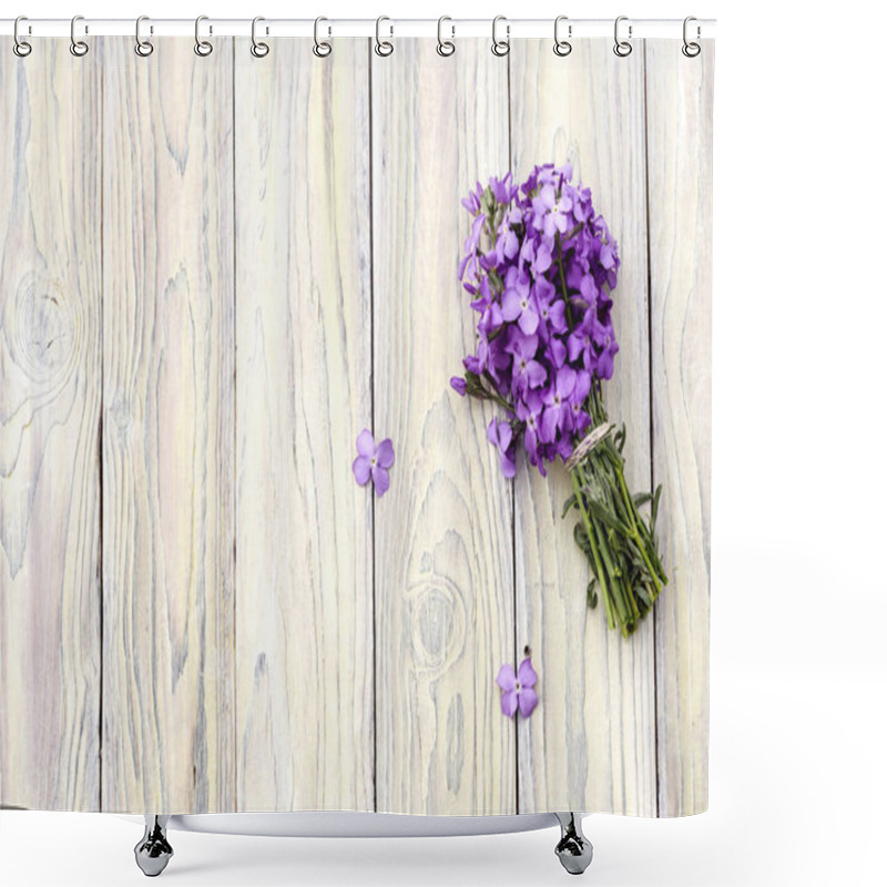 Personality  The Gillyflower On A Wooden Background Shower Curtains