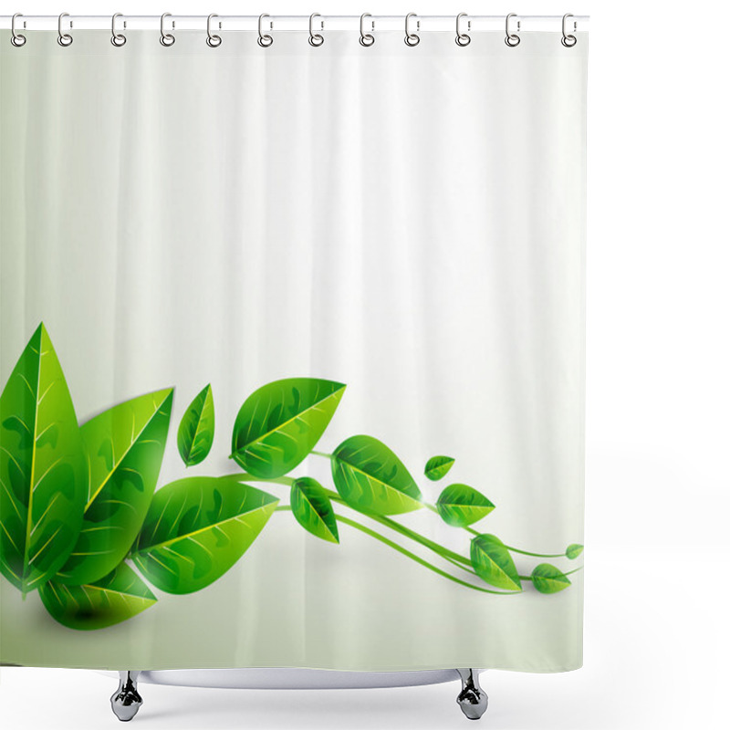 Personality  Nature Green Leaves | Vector Flying Leaves Abstract Background Shower Curtains