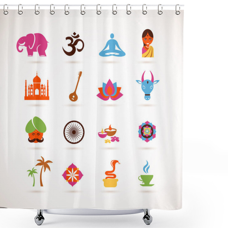 Personality  Collection Of India Vector Icons Shower Curtains