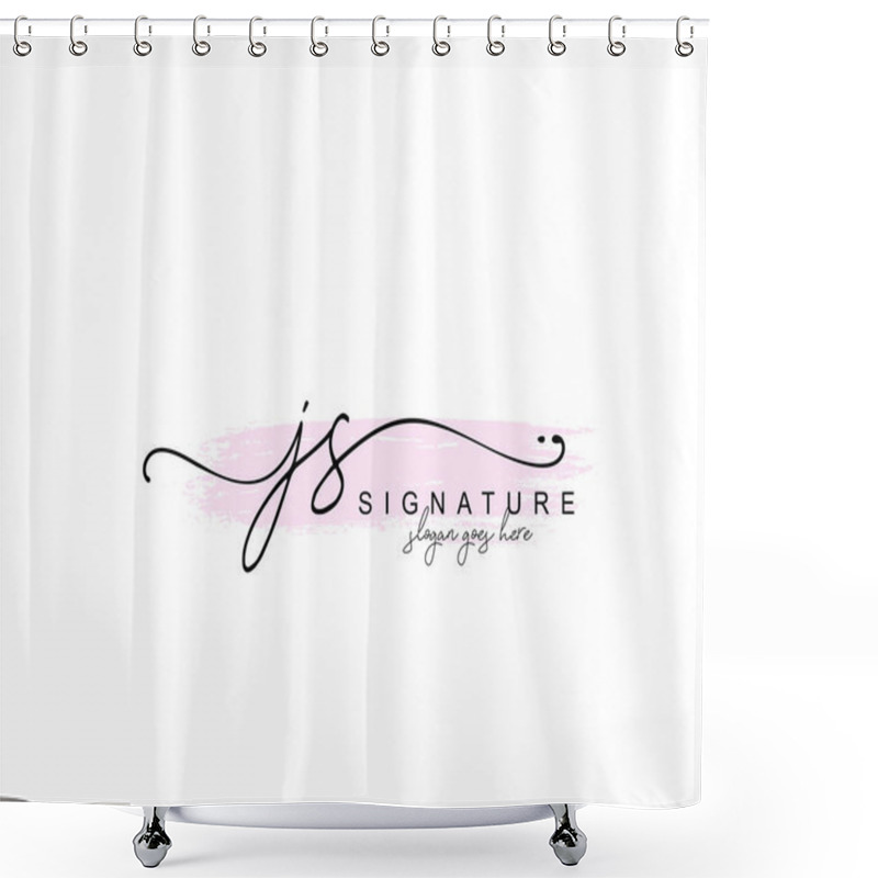 Personality  Initial JS Beauty Monogram And Elegant Logo Design, Handwriting Logo Of Initial Signature, Wedding, Fashion, Floral And Botanical With Creative Template. Shower Curtains