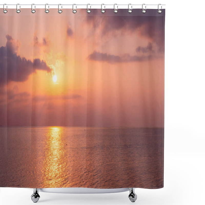 Personality  Pink Sunset Over Sea Shower Curtains