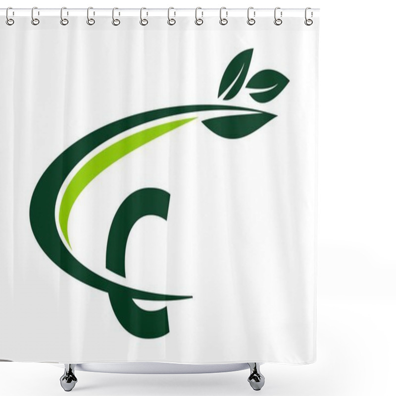 Personality  Swoosh Leaf Letter C Shower Curtains