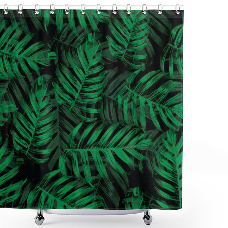 Personality  Palm Monstera Seamless Pattern Shower Curtains