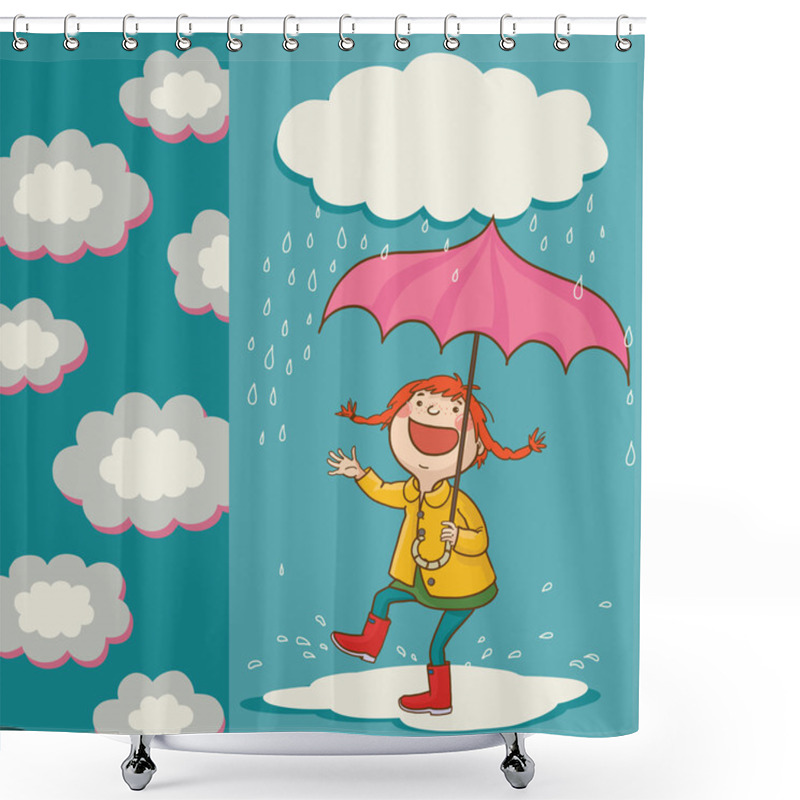 Personality  Girl Dancing With Umbrella Shower Curtains