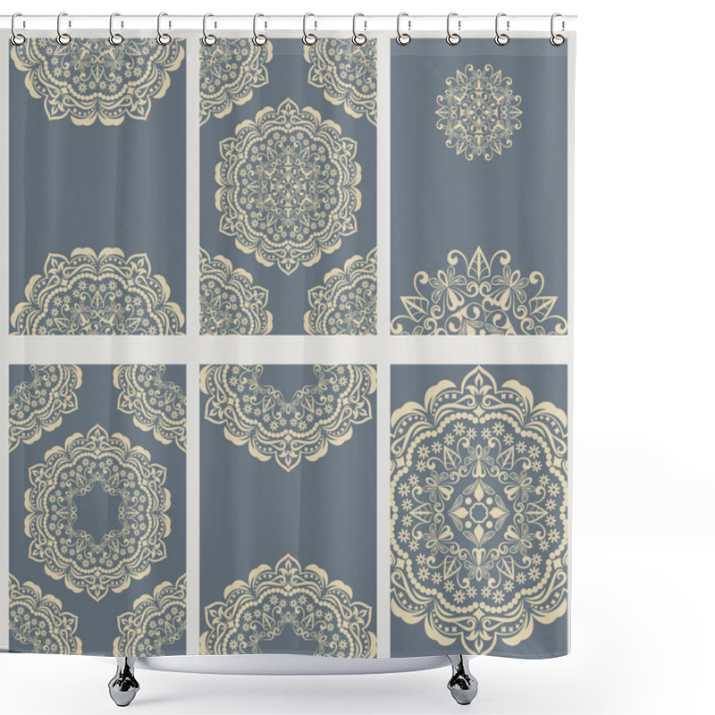 Personality  Grey Cards With Floral Ornaments Shower Curtains