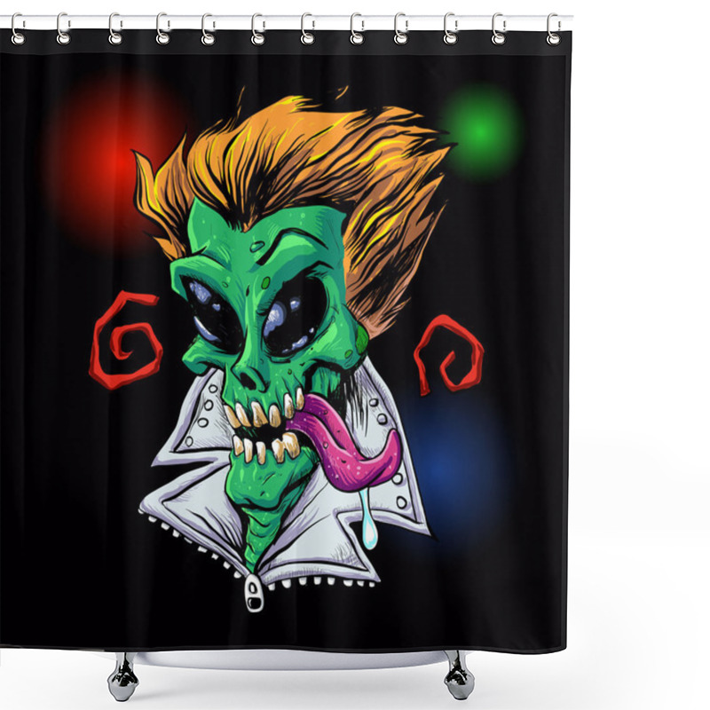 Personality  Green Alien Zombie In The Party. Shower Curtains