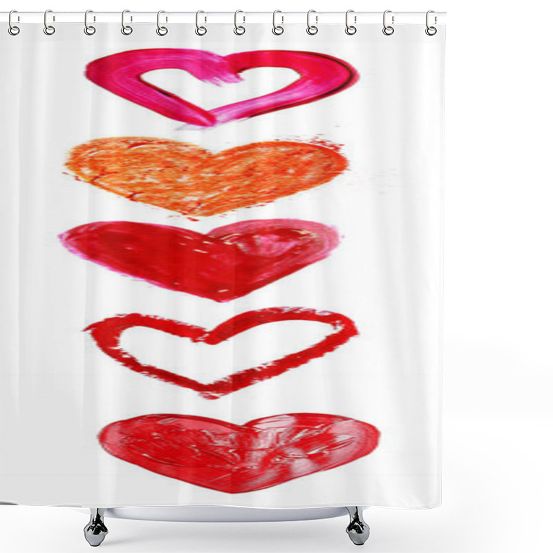 Personality  Collage Of Painted Hearts Shower Curtains