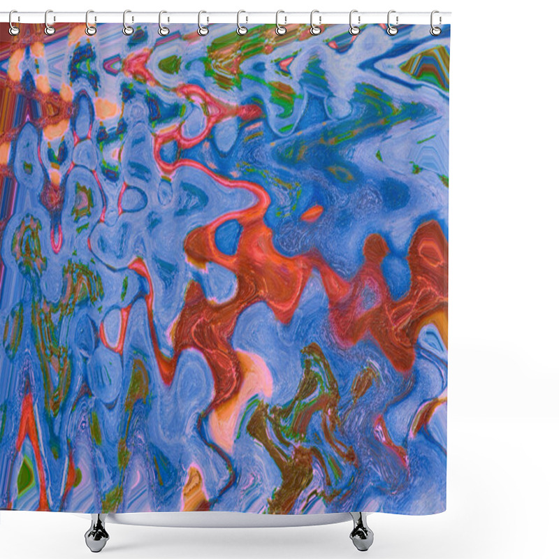 Personality  A Contemporary Abstract Art Painting Of Fluid Distorted Shapes Shower Curtains