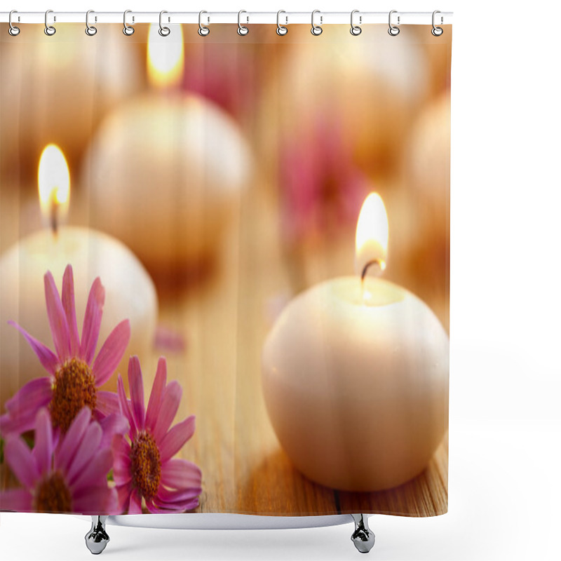 Personality  Candles And Flowers. Spa Shower Curtains