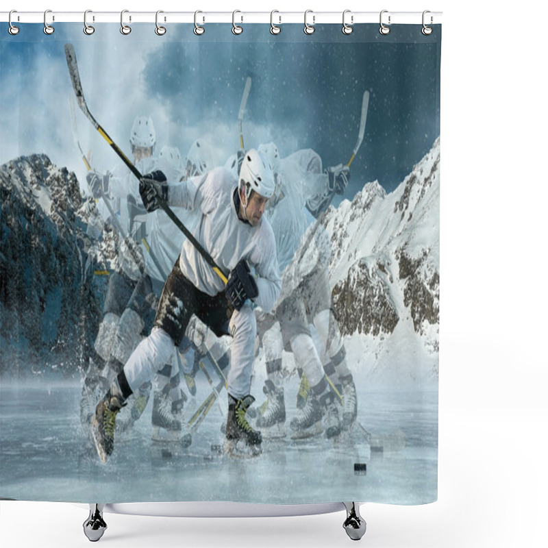 Personality  Ice Hockey Player In Action Shower Curtains