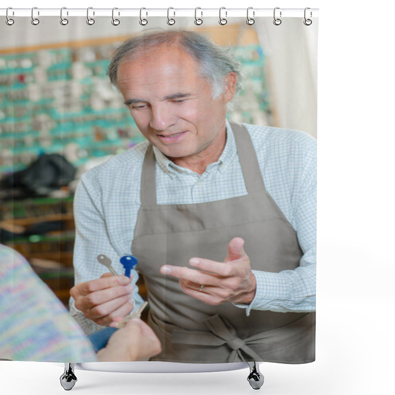 Personality  Cobbler Holding Two Keys Shower Curtains