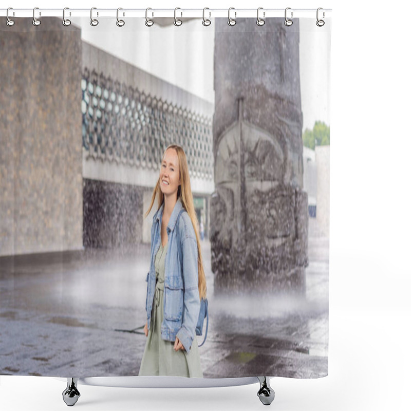 Personality  Female Tourist Exploring The National Museum Of Anthropology In Mexico City. Cultural Heritage And Historical Exploration Concept. Shower Curtains