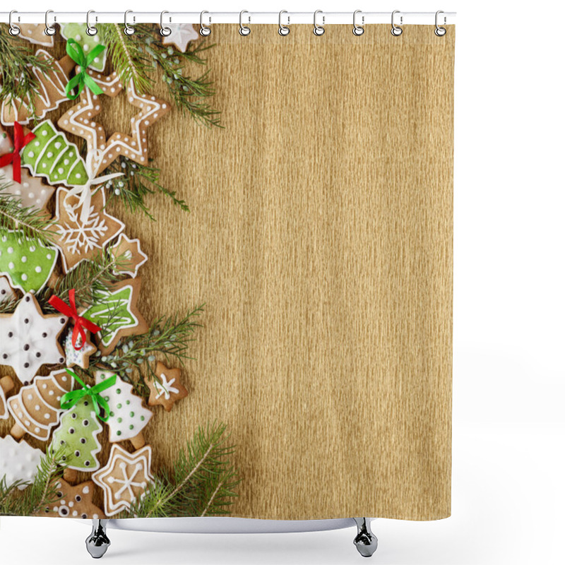 Personality  Christmas Ginger And Honey Cookies Background. Shower Curtains