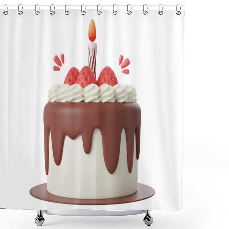 Personality  Birthday Cake For Celebration Party, Happy Birthday, 3d Illustration Shower Curtains