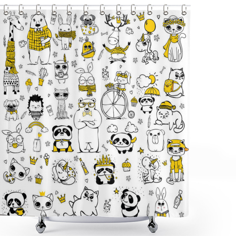 Personality  Doodle Animals Collection Shower Curtains