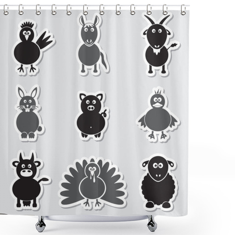 Personality  Farm Animals Simple Stickers Set Eps10 Shower Curtains