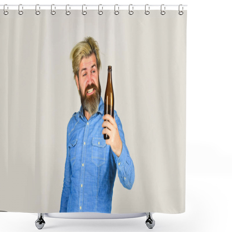 Personality  Man With Tousled Hair Looks Unhealthy. Hangover Syndrome. Drunk Man. Alcoholic Guy. Alcoholism Problem. Refreshing Alcoholic Drink. Alcohol Addict. Having Alcohol Addiction And Bad Habits. Having Fun Shower Curtains