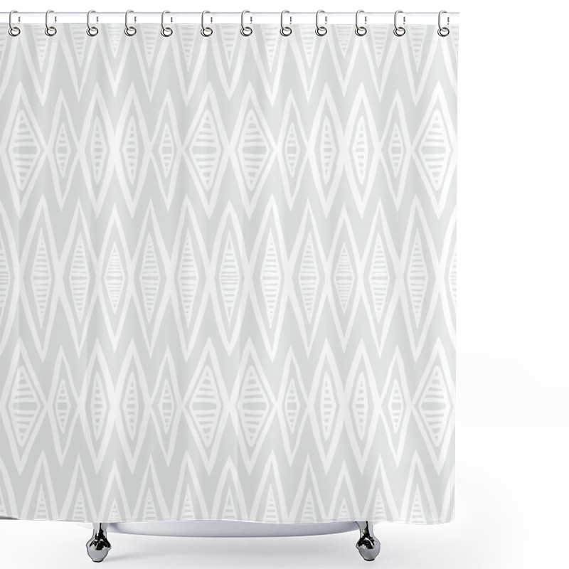 Personality  White Geometric Texture With Hand Drawn Chevrons Shower Curtains