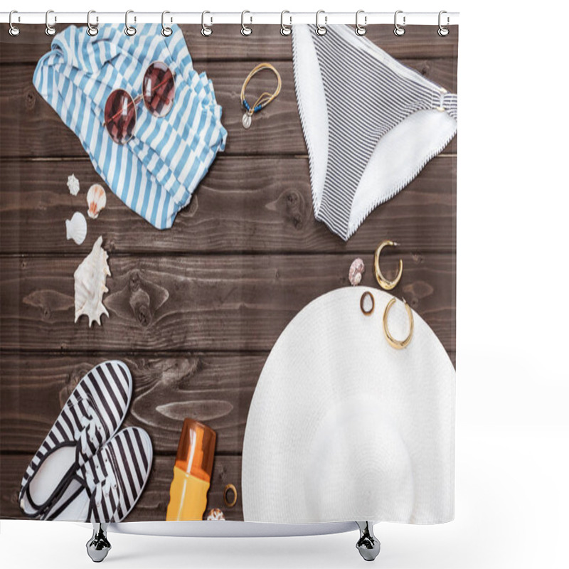 Personality  Summer Beach Accessories On Table  Shower Curtains