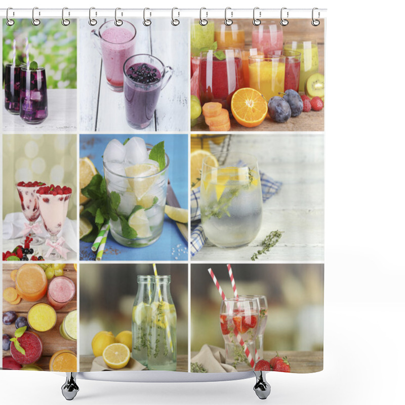 Personality  Collage Of Cold Summer Beverages Shower Curtains