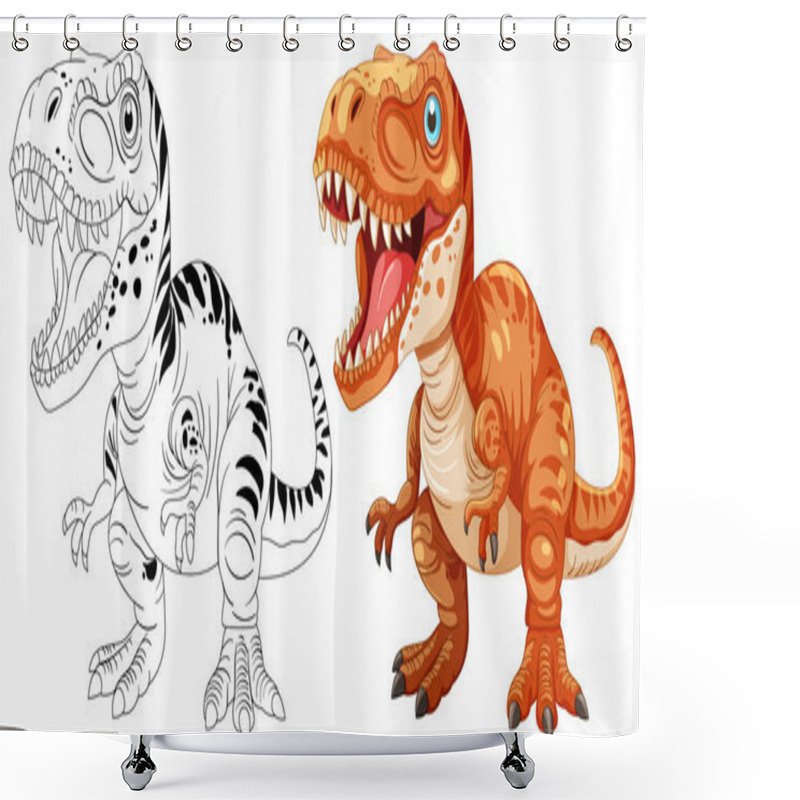 Personality  Illustration Of A Dinosaur In Two Styles Shower Curtains