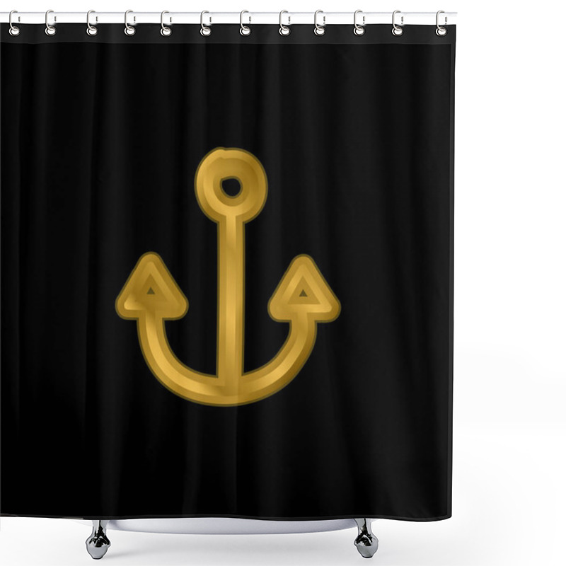 Personality  Anchor Hand Drawn Tool Gold Plated Metalic Icon Or Logo Vector Shower Curtains