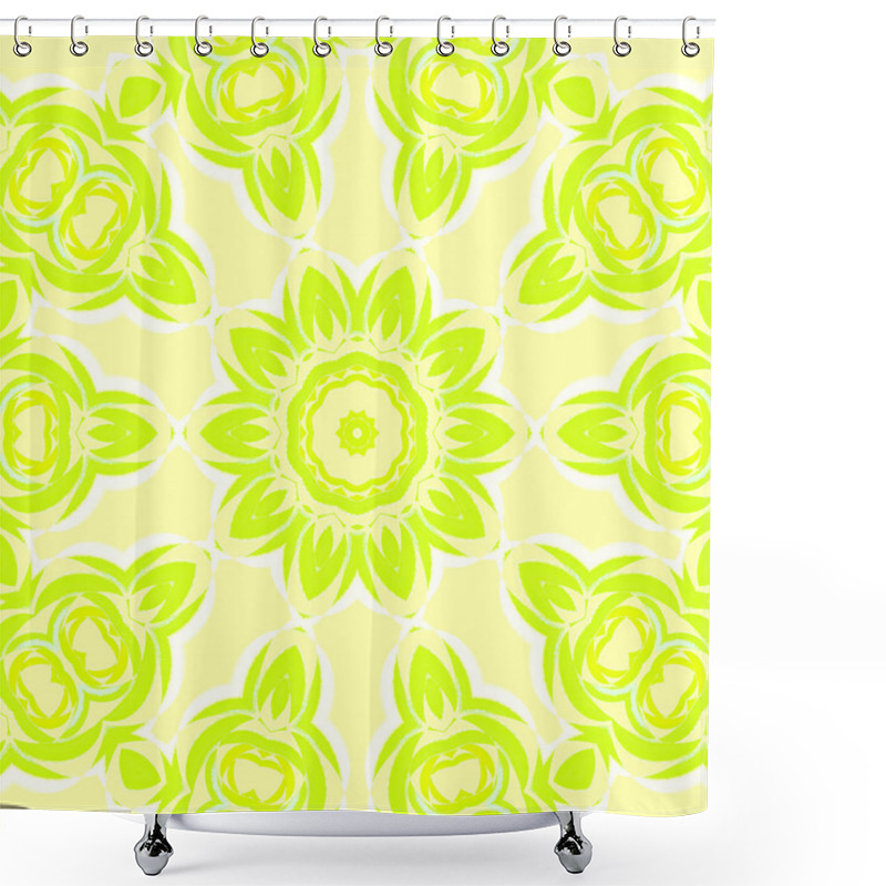 Personality  Seamless Floral Ornament Yellow Green Shower Curtains