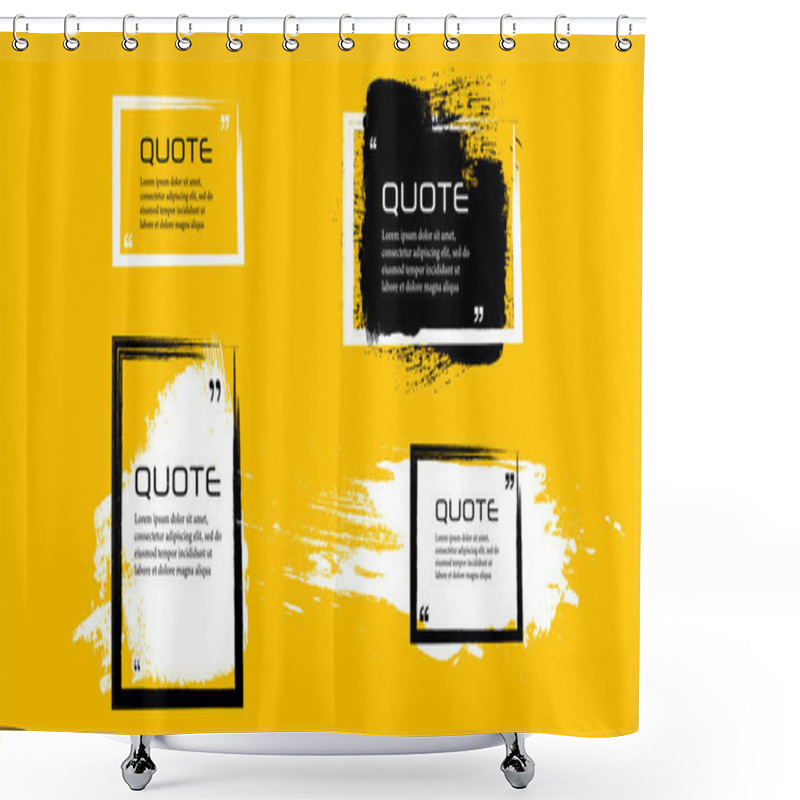 Personality  Quote Box Frame, Big Set. Quote Box Icon. Texting Quote Boxes. Blank Grunge Brush Background. Vector Illustration. Shower Curtains