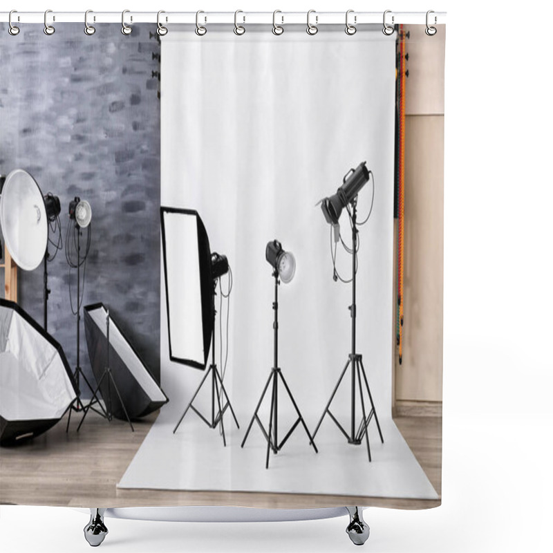 Personality  Interior Of Modern Photo Studio Shower Curtains