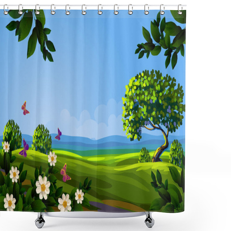 Personality  Beautiful Spring Landscape Shower Curtains