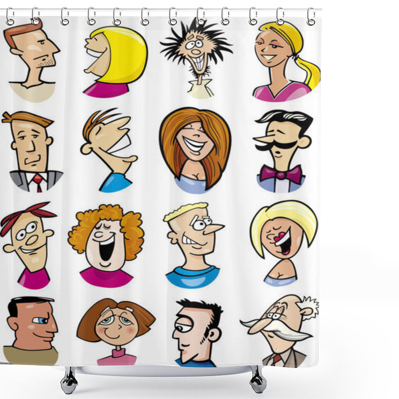 Personality  Cartoon Illustration Of Different People Characters And Emotions Shower Curtains