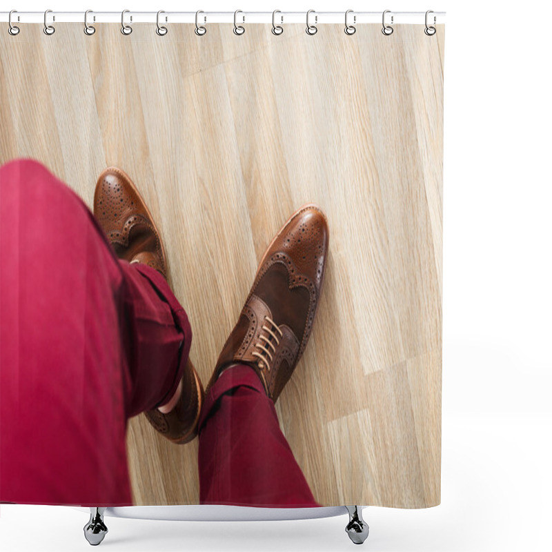 Personality  Sockless Legs In Pants And Brogue Shower Curtains