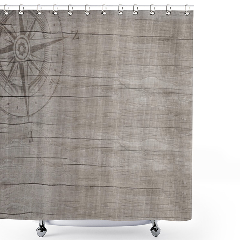 Personality  Empty Wooden Background In Maritime Style For Sailing Or Cruising. Shower Curtains