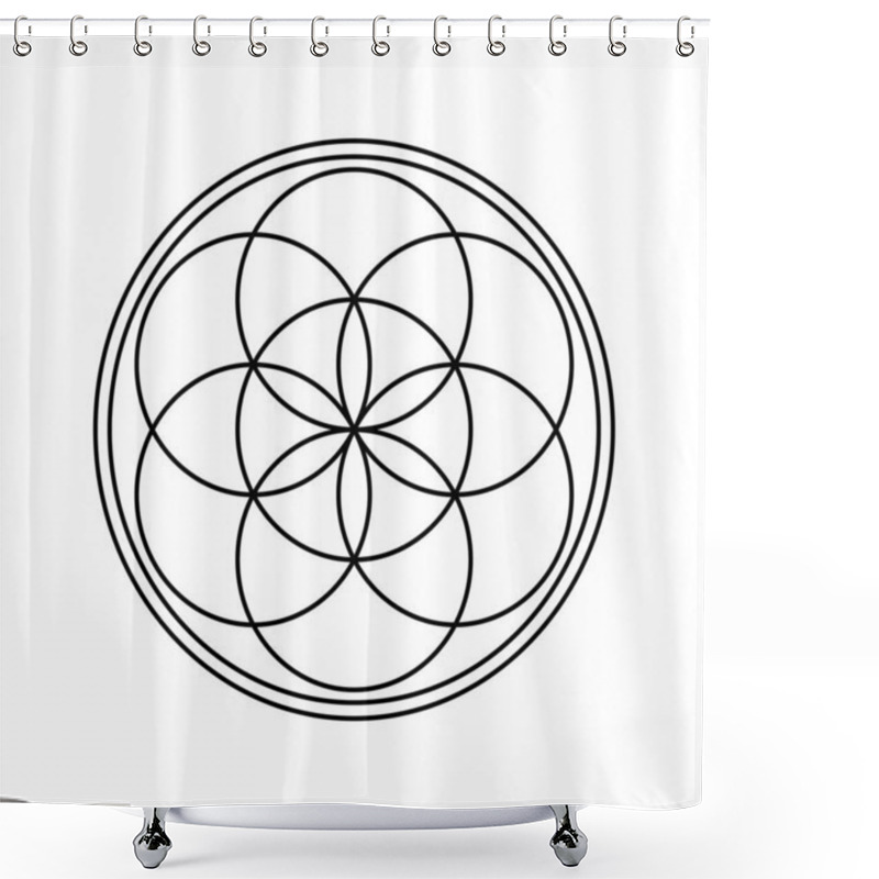 Personality  Feminity Symbol Sacral Geometry. The Flower Of Life Symbol. One Of The Basic Sacred Geometry Shapes. Shower Curtains