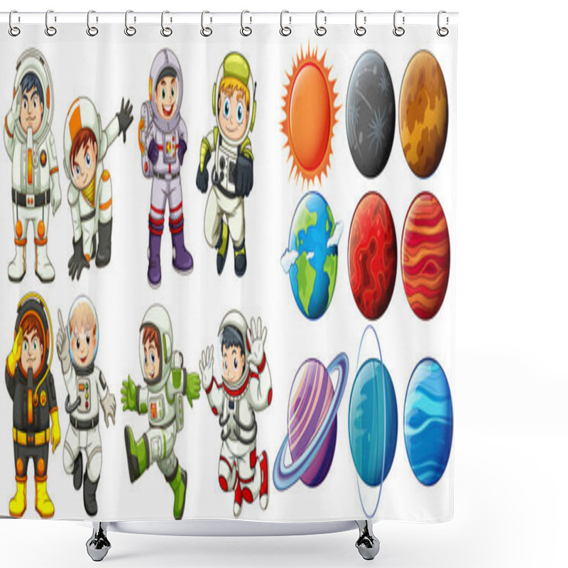 Personality  Astronauts And Planets Shower Curtains