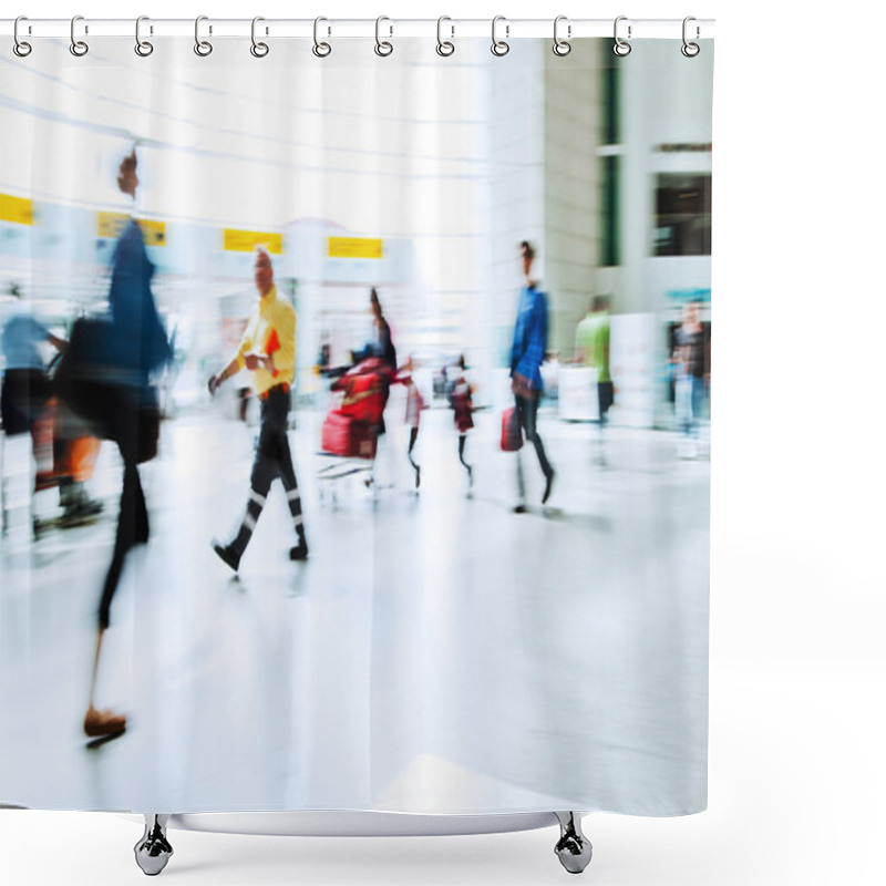 Personality  People In Motion Blur Walking At The Airport Shower Curtains